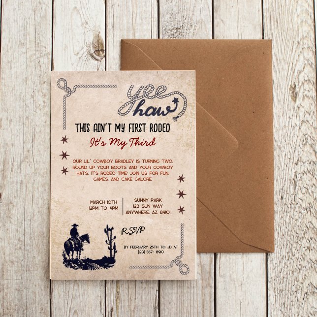 Convites Este não é meu primeiro Rodeio é meu terceiro conv (Criador carregado)