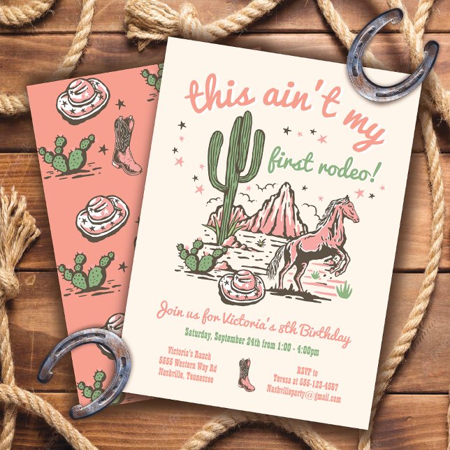 Convites Este não é o meu primeiro aniversário de Rodeo Cow (Criador carregado)