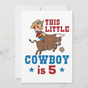 Convites Este Pequeno Cowboy Tem 5 Anos de Idade Rodeio Wes