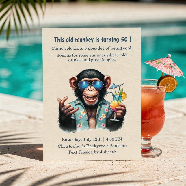 Convites Este Velho Macaco é 50 Divertido Aniversário de 50 (This Old Monkey is 50 Funny 50th Birthday Invitation)