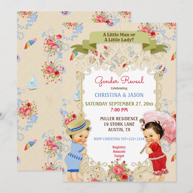 Convites Esteira de Calçadas Victoriana Praia Revelação de  (Frente/Verso)