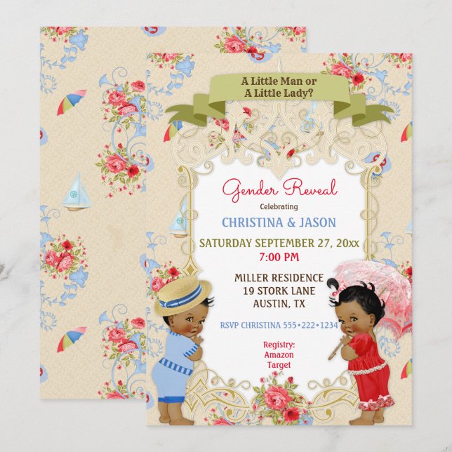 Convites Esteira de Calçadas Victoriana Praia Revelação de  (Frente/Verso)