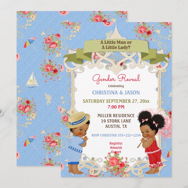 Convites Esteira de Calçadas Victoriana Praia Revelação de  (Frente/Verso)