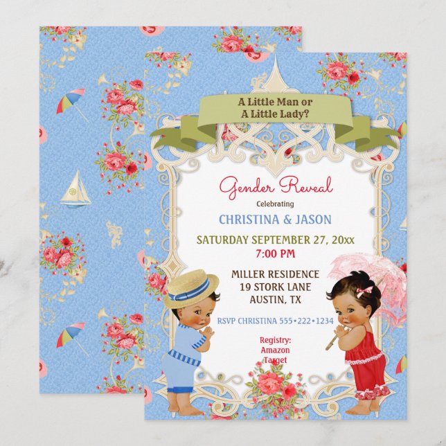 Convites Esteira de Calçadas Victoriana Praia Revelação de  (Frente/Verso)