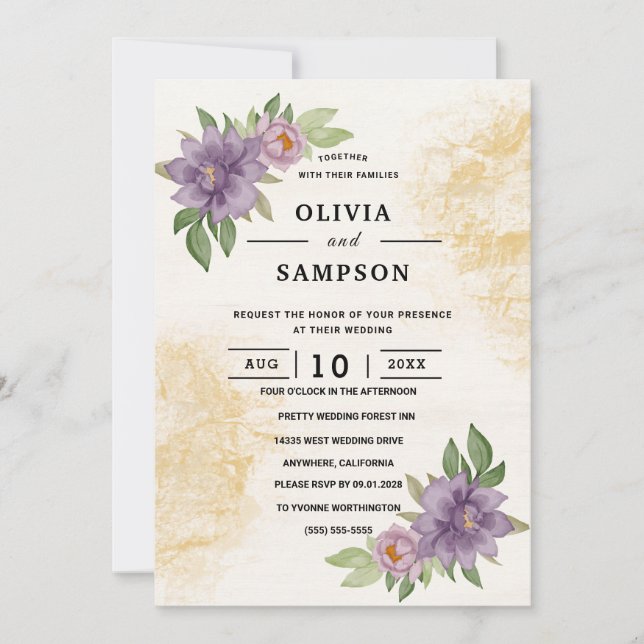 Convites Estética de verão rústico Casamento de flores silv (Frente)