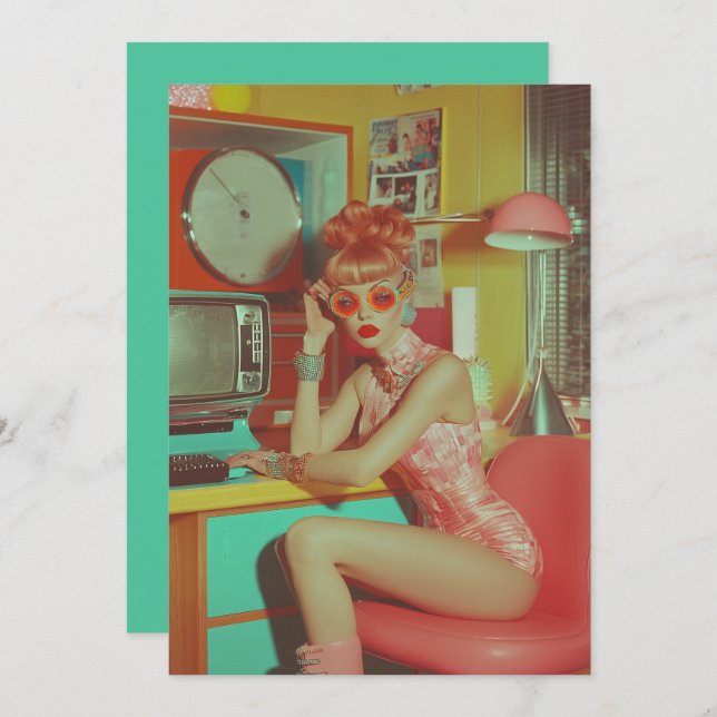 Convites Estética do Glam Futuro Retro (Frente/Verso)