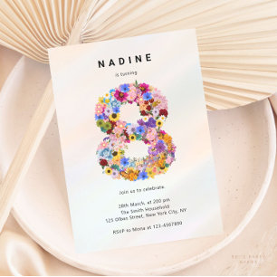 Convites Estética Floral 8º Aniversário Tema do Jardim Prim