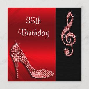 Convites Estilete vermelho & 35o aniversário fendido tripl