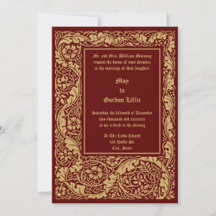 Convites Estilo Arts & Crafts 1905 Casamento de Folhagem Fl