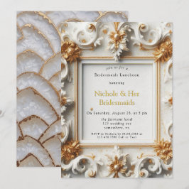 Convites Estilo Barroco Dourado Bridesmaids Brancas Lunchei