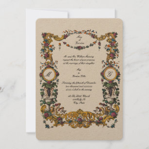 Convites Estilo Barroco Era Vitoriano Cartoche Floral