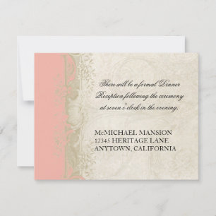 Convites Estilo Barroco Rosa Salmão em Cream Lace