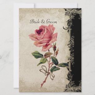 Convites Estilo Barroco Vintage Rosa Black n Cream Lace