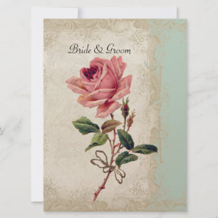 Convites Estilo Barroco Vintage Rosa Mint n Cream Lace