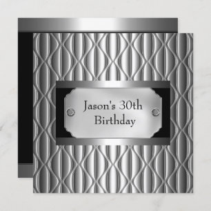 Convites Estilo branco preto-romo 30 metálico Mens