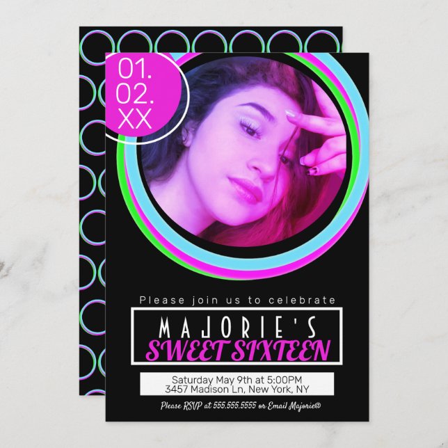 Convites Estilo Brilho do Clube Neon, 16000 (Frente/Verso)