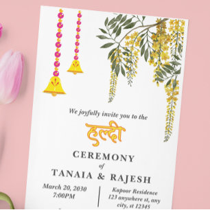 Convites Estilo Contemporâneo Cerimônia Haldi de Casamento
