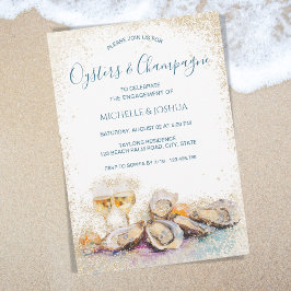 Convites estilo costeiro de ostra e champanhe de verão mode