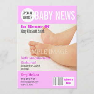 Convites Estilo da revista Baby Storey Party PERSONALIZE