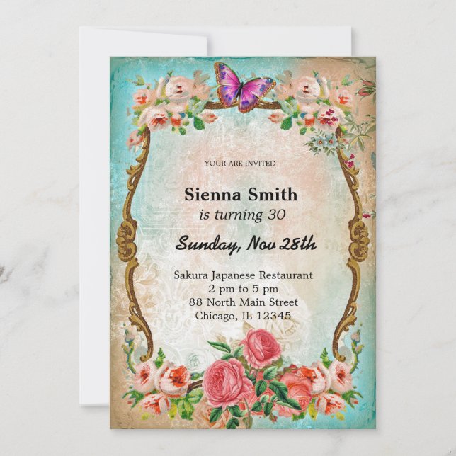 Convites Estilo de aniversário da Vintage (Frente)