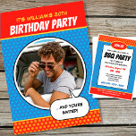 Convites Estilo de banda desenhada divertida em qualquer CH<br><div class="desc">Crie o seu convite de festas do estilo gibi! Personalize-o com uma foto, mensagem e detalhes do evento. Este modelo editável foi projetado para um CHURRASCO aniversário de 30 anos, mas todo o texto pode ser personalizado para ajustado de uma celebração diferente. Ele apresenta fontes retrógradas, linhas ousadas, cores brilhantes,...</div>