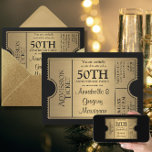 Convites Estilo de Bilhete do ouro 50ª Festa de Aniversário<br><div class="desc">COLOR PALETTE: COLEÇÃO DESIGN de preto e ouro: 50º aniversário, Ouro de Casamento para seus avós ou pais ao alcançar seu marco final. Este moderno estilo de Hollywood, elegante convite de festas de folga de cinema é perfeito para celebrar 50 anos de amor! O layout do estilo de tipografia é...</div>