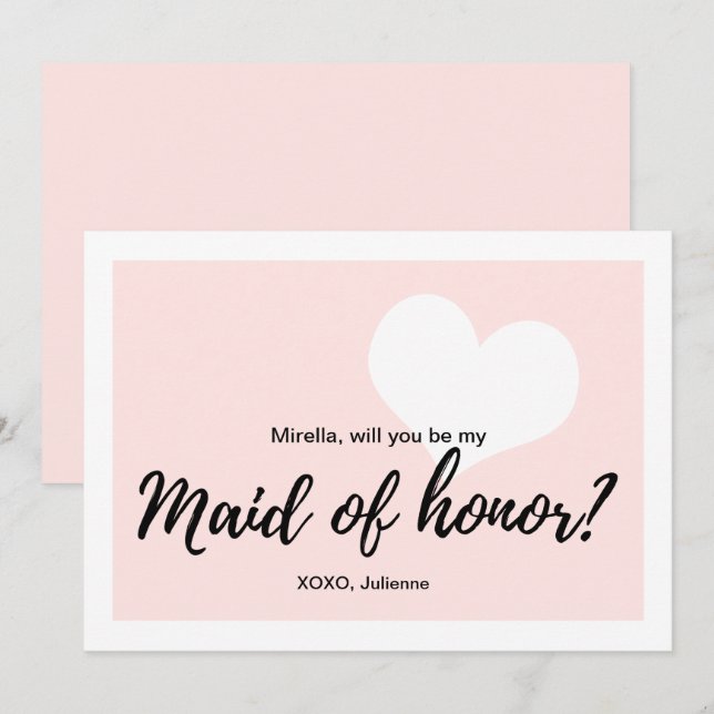 Convites Estilo de caligrafia "será minha madrinha de casam (Frente/Verso)