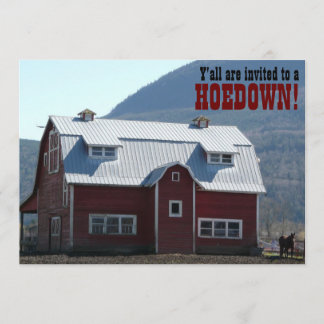 Convites Estilo de Campo Vermelho Antigo do Barn Hoedown Ba