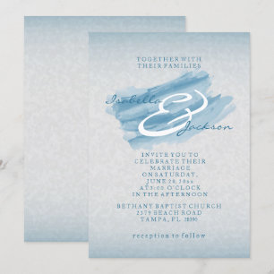 Convites Estilo de Casamento de Cor Azul Moderno