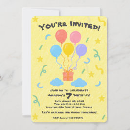 Convites Estilo de Crayon Editável - Balão Bash Birthday