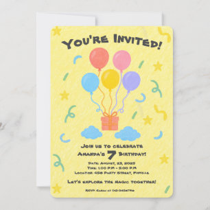 Convites Estilo de Crayon Editável - Balão Bash Birthday