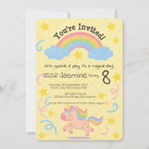Convites Estilo de Crayon Editável - Unicorn Dream Sparkle