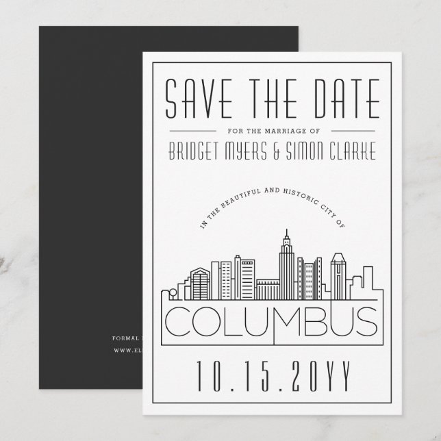 Convites Estilo de Decoração de Casamento de Columbus Skyli (Frente/Verso)