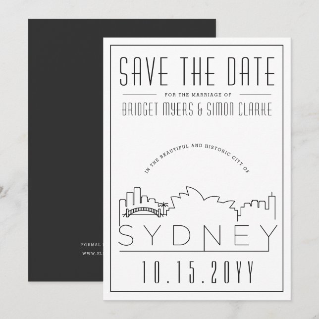 Convites Estilo de Decoração de Casamento de Sydney na Linh (Frente/Verso)