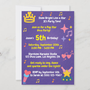 Convites Estilo de Giz de Cera Editável – Festa da Divazinh