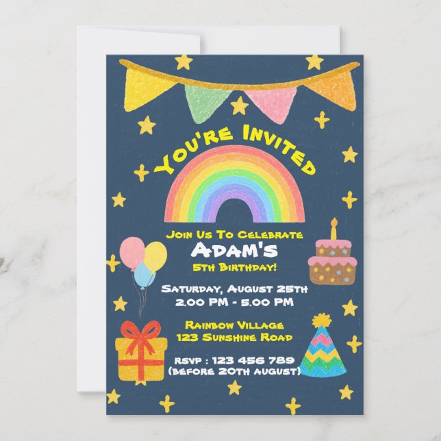 Convites Estilo de Giz de Cera Editável – Festa de Celebraç (Frente)