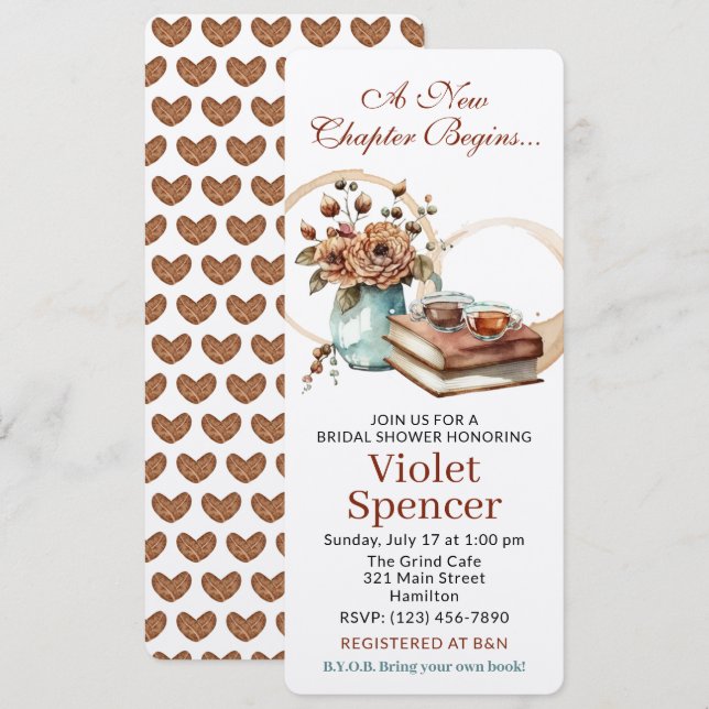 Convites Estilo de Indicador de Chá de panela do Livro (Frente/Verso)