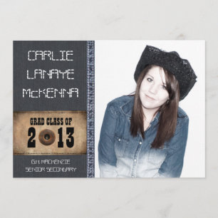 Convites Estilo de Jean da sarja de Nimes do formando da