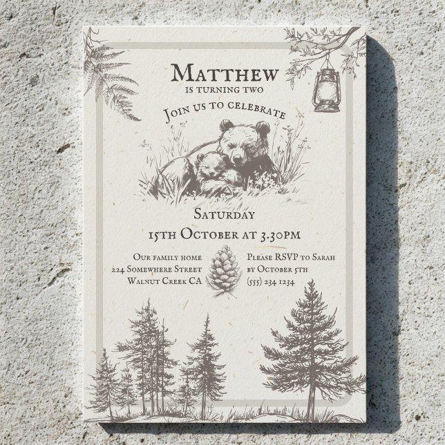 Convites Estilo de Livro Infantil Antigo Animais da Florest (Criador carregado)