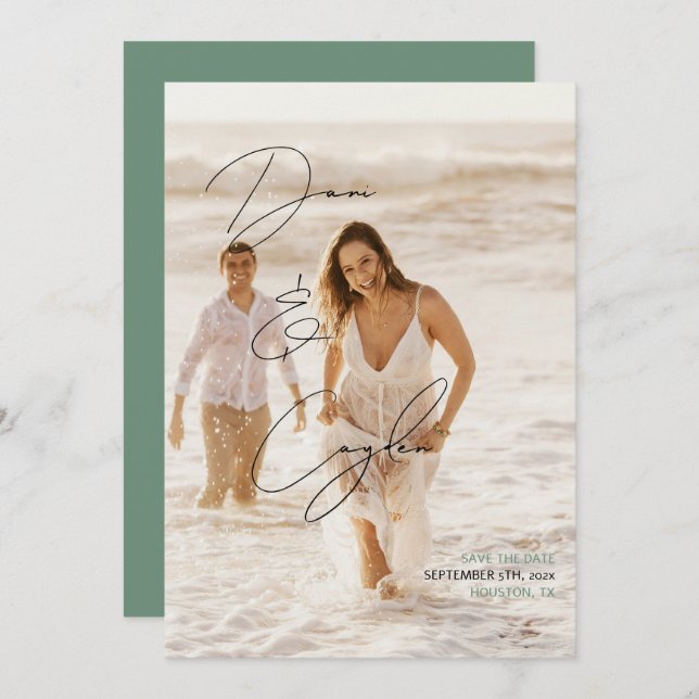 Convites Estilo de Manuscrito De Chic Casual Salvar A Data (Frente/Verso)