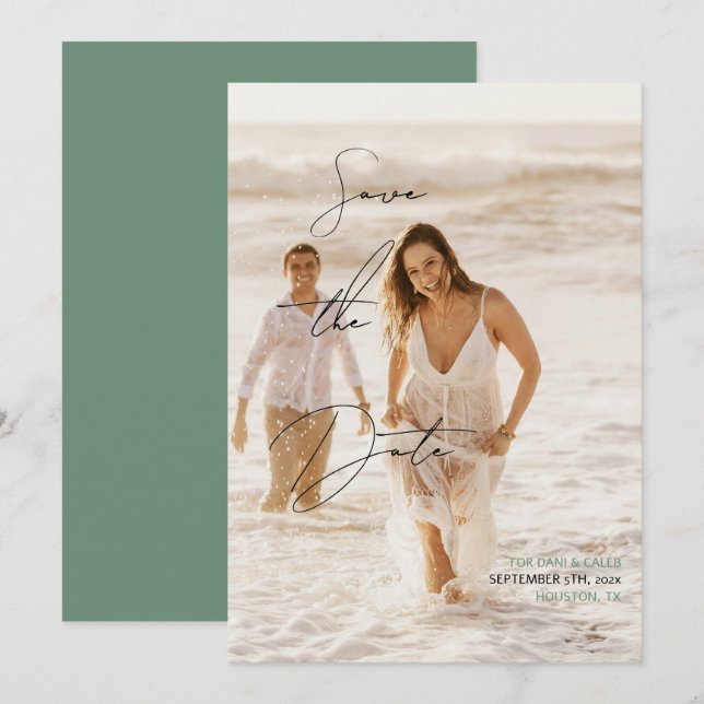 Convites Estilo de Manuscrito De Chic Casual Salvar A Data (Frente/Verso)