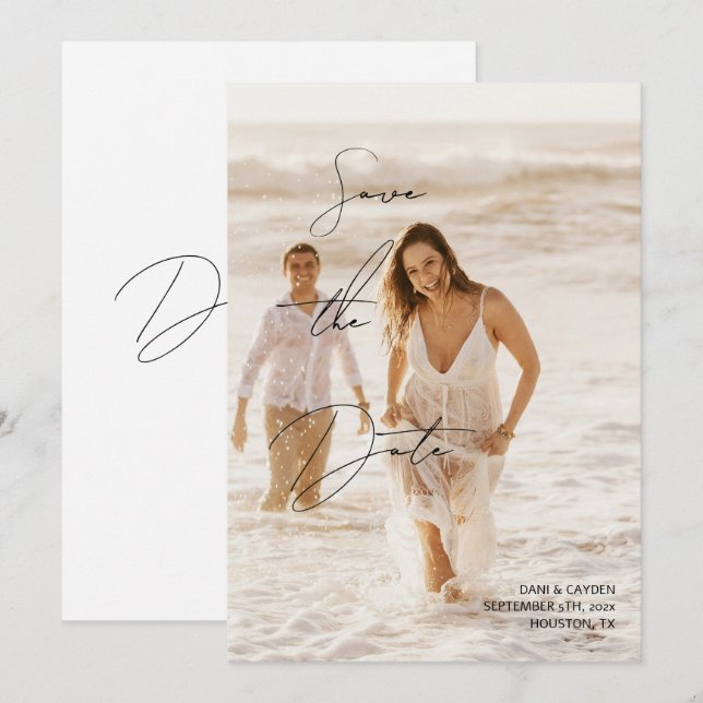 Convites Estilo de Manuscrito De Chic Casual Salvar O Cartã (Frente/Verso)