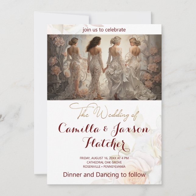 Convites estilo de moda de Casamento Vestidos (Frente)