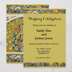 Convites Estilo de Nouveau de Arte Arredondada de Peacock