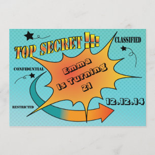 Convites Estilo de Quadrinhos Surpresa Ultra Secreta