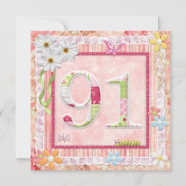 Convites Estilo de recorte de festa de aniversário 91 (Frente)