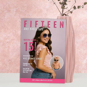 Convites Estilo de Revista Quinceañera   Pink Mis Quince Añ