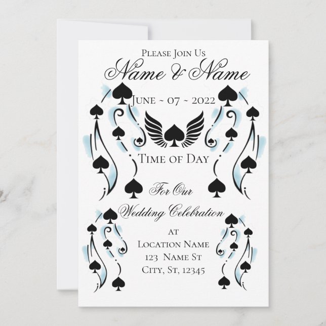 Convites Estilo de Tatuagem de Espadas Pretas Bonafiadas Th (Frente)