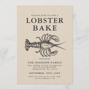 Convites Estilo de Vintage de Assar de Lagosta Mínimo Convi