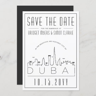 Convites Estilo Deco de Casamento de Dubai Salve a Data no 